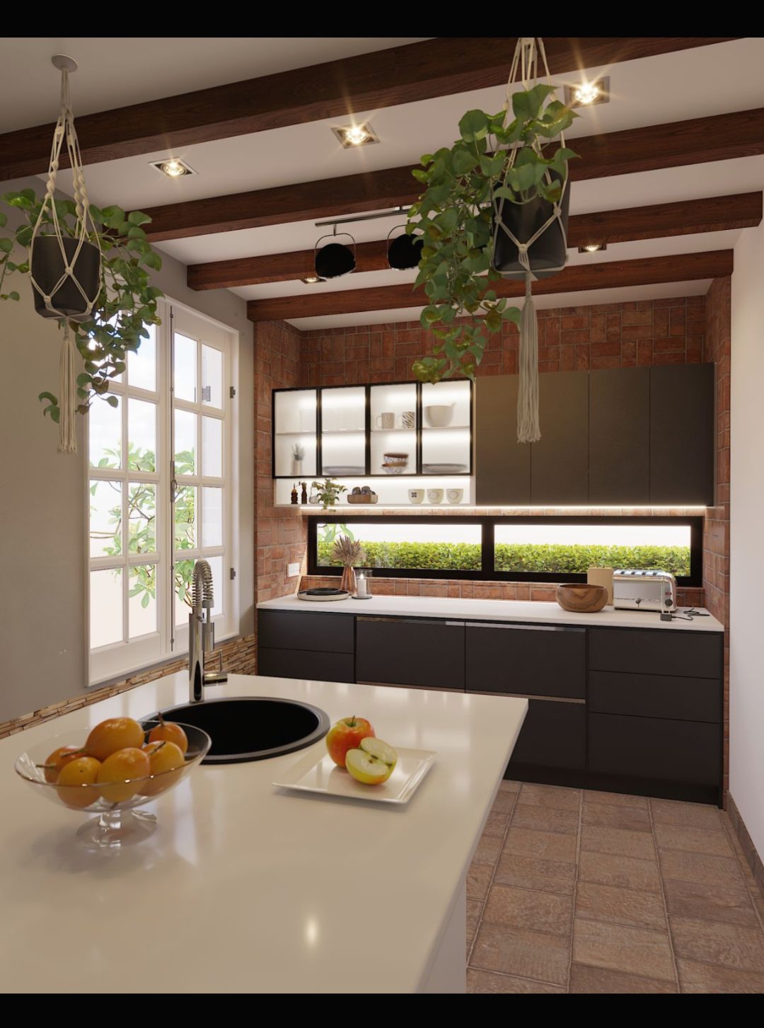 Kitchen remodel with wood ceiling beams, Kiambu