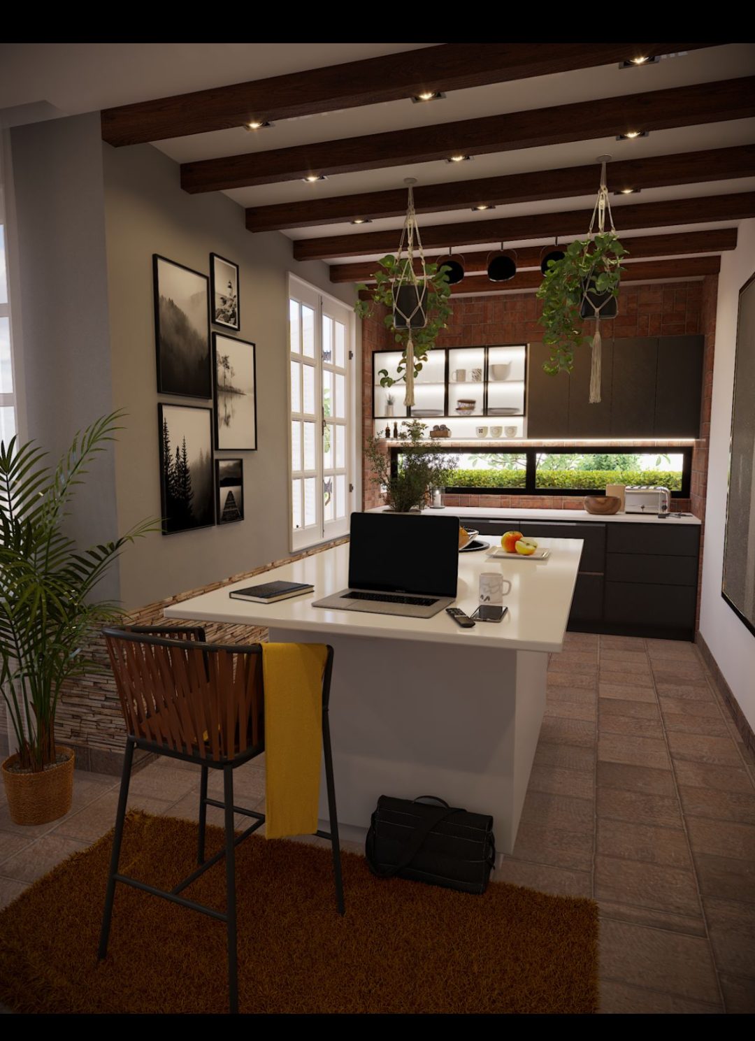 Kitchen remodel interior render with work desk, Kiambu