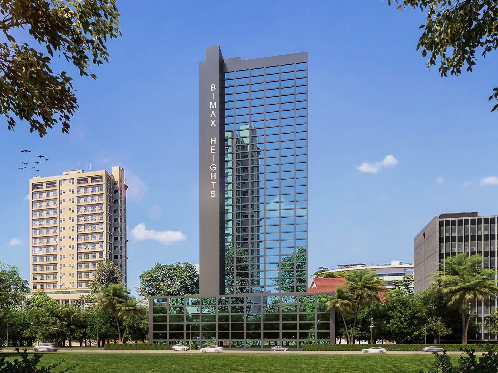 High-rise tower architectural render, BIMAX Heights